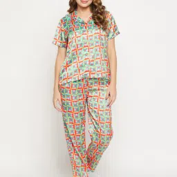 Clovia Multicolor Printed Shirt With Pyjamas-picture-46