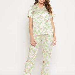 Clovia Off White Printed Shirt With Pyjamas-image-47