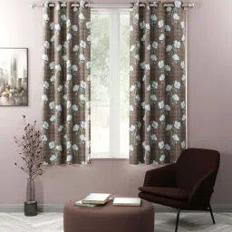 Bianca SANTORO Brown Faux Silk 5 Ft. Window Curtain - Set of 2-48