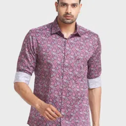ColorPlus Pink Cotton Tailored Fit Printed Shirt-image-17