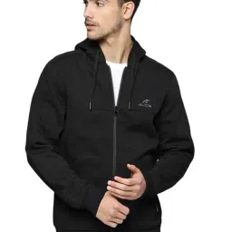 ALCIS Black Regular Fit Sports Hooded Jacket-picture-11