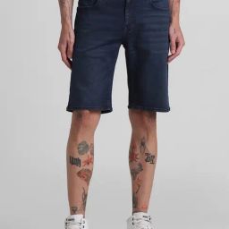 Jack & Jones Dark Blue Denim Cotton Regular Fit Denim Shorts-picture-28