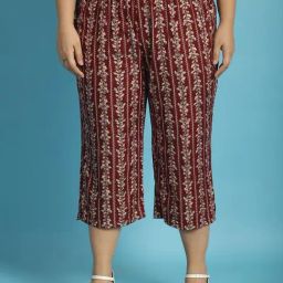 theRebelinme Maroon Floral Print High Rise Capris-image-91