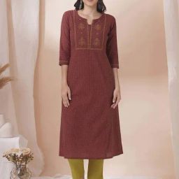 Kami Kubi Maroon Cotton A-Line Fit Printed Kurtas-picture-17