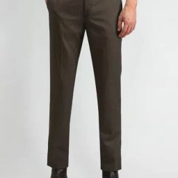 Arrow Brown Slim Fit Texture Trousers-picture-49