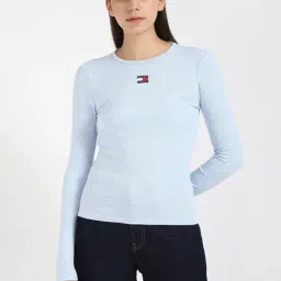 Tommy Hilfiger Blue Cotton Slim Fit T-Shirt-image-58