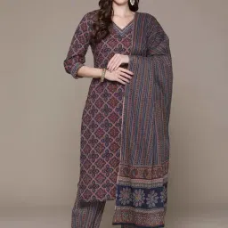 READIPRINT FASHIONS Blue Cotton Printed Kurta Salwar Set With Dupatta-picture-0