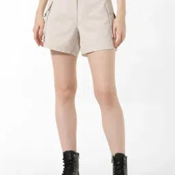 Only Beige Cotton Regular Fit Shorts-image-73
