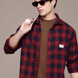 WROGN Oversized Fit Opaque Checked Casual Shirt-image-47