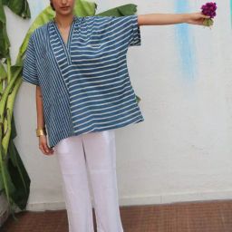 Chidiyaa Flower Girl Fishan Blockprinted Cotton Top-image-39