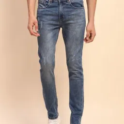 Camla Blue Cotton Regular Fit Faded Ripped Jeans-picture-1