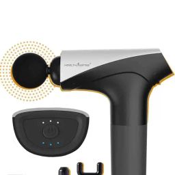 HealthSense Gun Massager Machine for Pain Relief, 5 Massage Heads (Black & Grey)-image-3