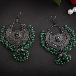 Creative Frogs Women Black Oxidised Jhumki Earring-13