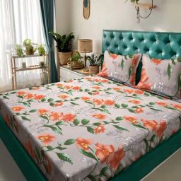 Klotthe Beige 300 TC Polycotton Double Bedsheet with 2 Pillow Covers-image-43