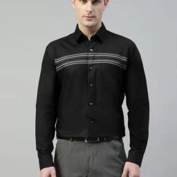 Hancock Black Cotton Slim Fit Striped Shirt-image-20