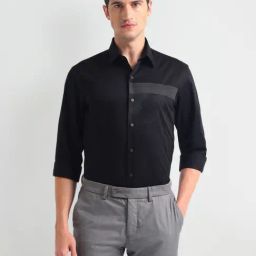 Arrow Newyork Black Cotton Slim Fit Printed Shirt-image-98