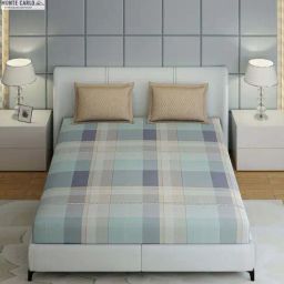 Monte Carlo Ramona Blue & Brown Cotton 210 TC Queen Bedsheet with 2 Pillow Covers-image-91