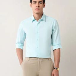Arrow New York Sea Green Cotton Slim Fit Shirt-picture-25