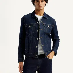 Levi's Men's Solid Dark-Blue Denim Jacket-picture-37