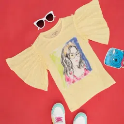 Pantaloons Junior Yellow Printed Top-picture-39
