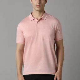 Louis Philippe Pink Cotton Regular Fit Printed Polo T-Shirt-picture-16