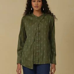 aarke Ritu Kumar Olive Printed Shirt-image-77