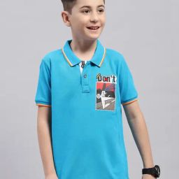 Monte Carlo Kids Blue Printed Polo T-Shirt-image-44