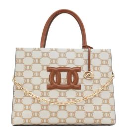 Aldo Beige & Brown Printed Large Tote Handbag-image-2