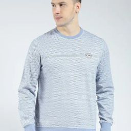 Monte Carlo Blue Regular Fit Self Pattern T-Shirt-picture-15