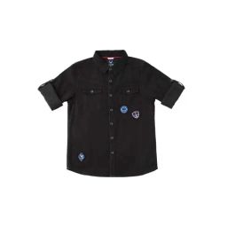 Allen Solly Junior Black Cotton Applique Full Sleeves Shirt-picture-17