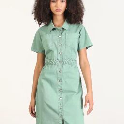 Showoff Green Cotton Regular Fit Dress-image-34