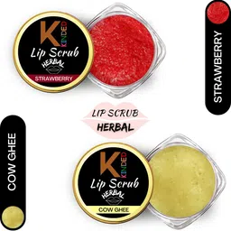 KINDED Set of 2 Herbal Lip Scrub 10 g Each - Strawberry 03 & Cow Ghee 05-79