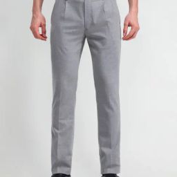 Arrow Grey Regular Fit Texture Trousers-image-31