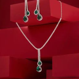 Zaveri Pearls Green Dazzling Austrian Diamonds Bling Necklace & Earring Set-20