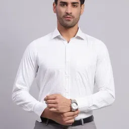 Monte Carlo White Cotton Regular Fit Texture Shirt-image-95