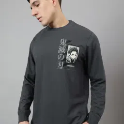 Free Authority Grey Cotton Blend Regular Fit Prined Sweatshirt-picture-26