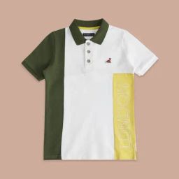 Pantaloons Junior White & Navy Cotton Color Block Polo T-Shirt-picture-9