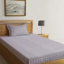 Klotthe Grey Cotton Blend 300 TC Single Bedsheet With 1 Pillow Cover-picture-45
