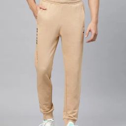 ALCIS Khaki Regular Fit Typography Print Sports Joggers-image-44