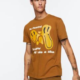 Forever 21 Orange Cotton Regular Fit Printed T-Shirt-image-79