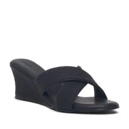 Eridani Women Joliee Black Cross Strap Wedges-picture-38