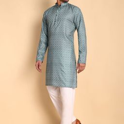 Vardha Floral Printed Mandarin Collar Cotton Straight Kurta-image-81