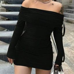 HERE&NOW Women Off-Shoulder Bodycon Mini Dress-picture-15