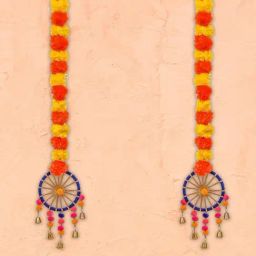 eCraftIndia Artificial Marigold Flowers Hangings with Bangles Ringing Bells (Pack of 2)-35
