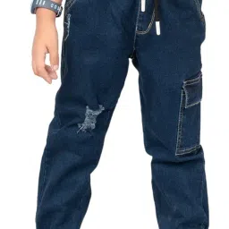 YOUMAA Boys Blue Cotton Solid Jeans-image-15