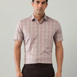 Arrow Beige Cotton Regular Fit Checks Shirt-picture-30