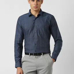 Van Heusen Men Slim Fit Checked Spread Collar Formal Shirt-picture-23