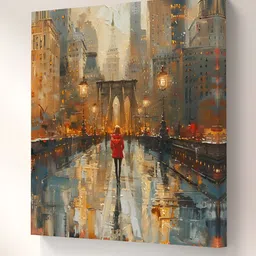 Livin'luxe Green & Gold Abstract Art Stree Canvas Wall Art-19