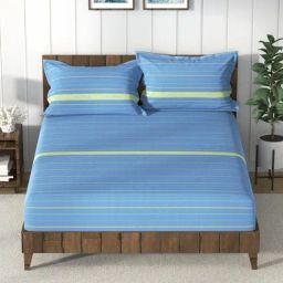 Nautica Bristol Stripes Multicolor 150 TC King Bedsheet with 2 Pillow Covers-picture-14
