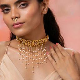 Shaya 92.5 Sterling Silver Yellow Gold Shaadi Squad Dilliwali Girlfriend Choker for Women-image-40